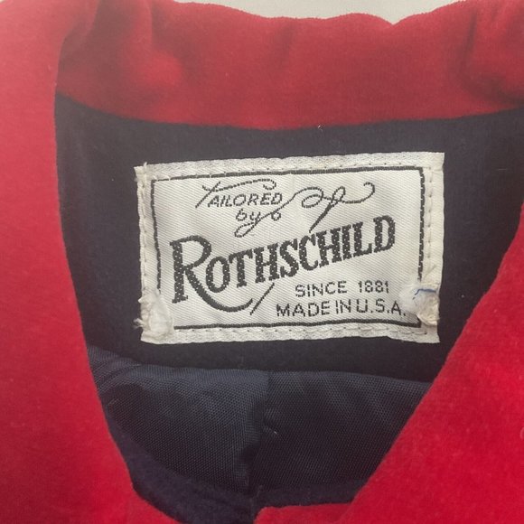 Vintage 1960's Rothschild Girl's Wool Coat Navy Blue Red Piping Size 5 Beautiful - Picture 2 of 10